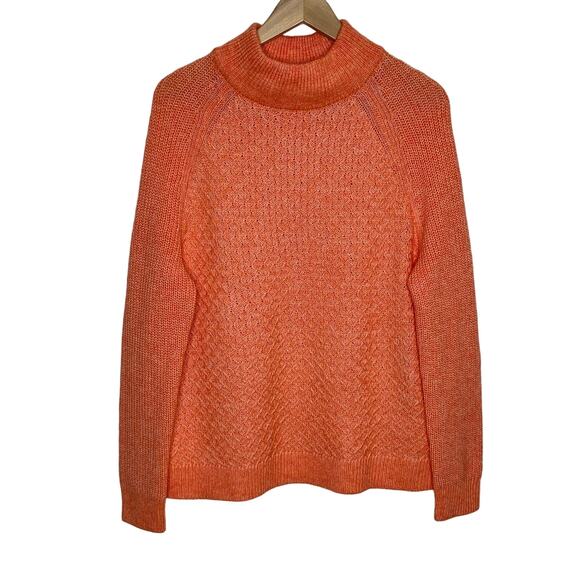 Talbots Womens Mock Turtleneck Pullover Sweater XLP Orange Long Sleeve - Picture 2 of 10